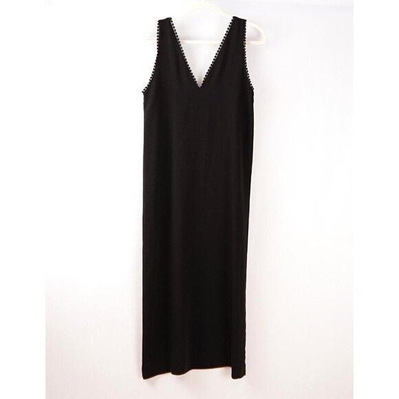 The Kooples Dresses & Skirts - The Kooples Black Midi Slip Dress Embroidered V Neck - M - NWT